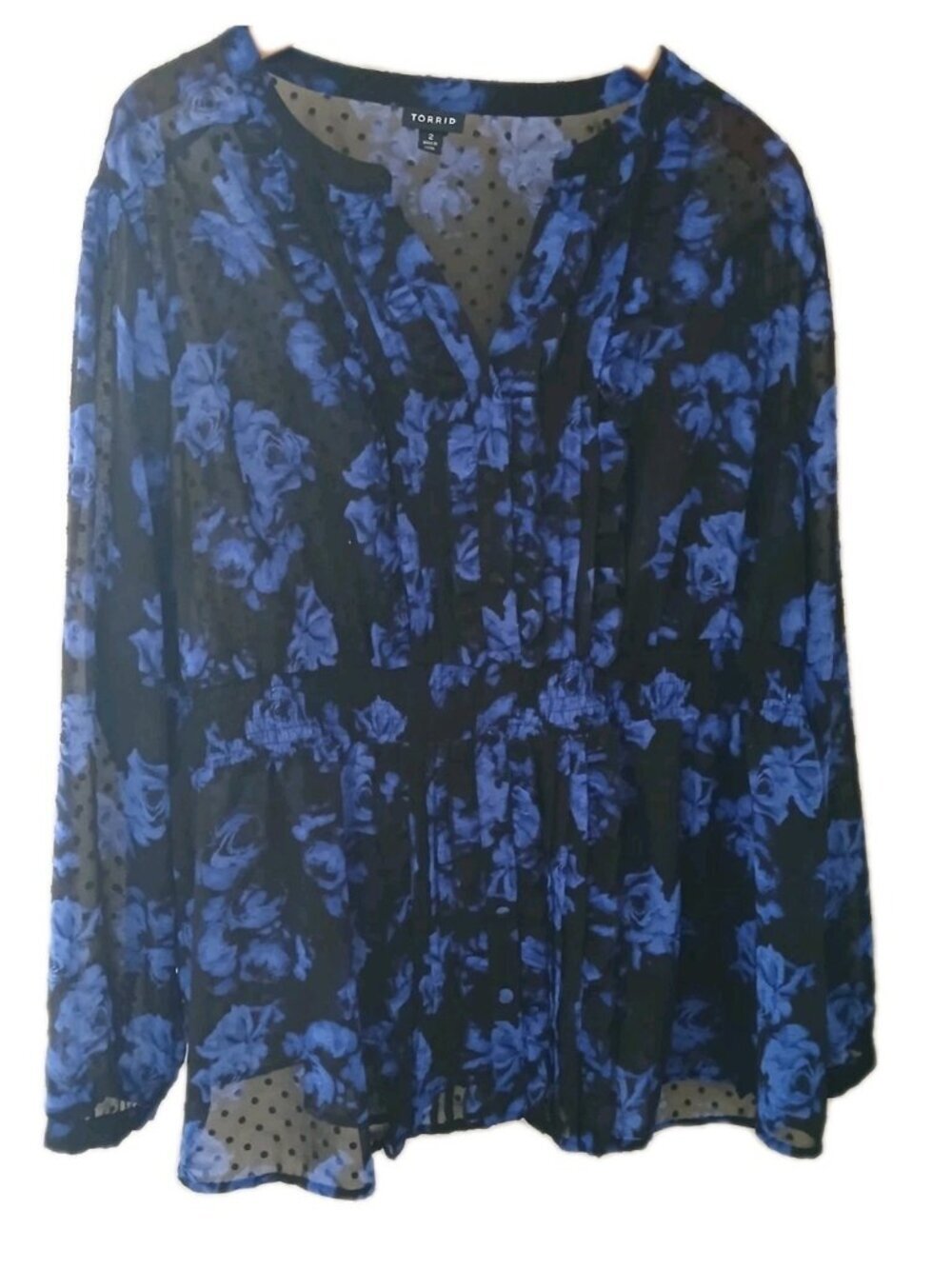 Torrid‎ Chiffon Clip Dot Button Up Blouse